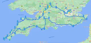Souther England Road Trip Itinerary Map, United Kingdom