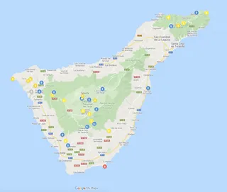 Map with hikes in Tenerife by Travelfoss
