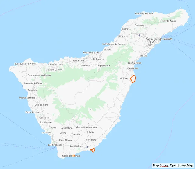 Map of Other Natural Parks for hiking in Tenerife