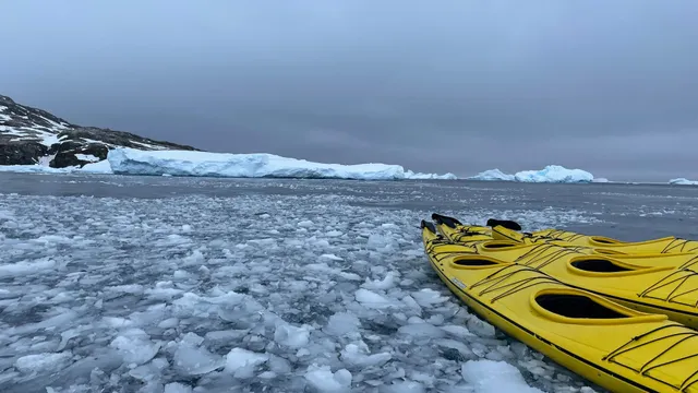 Empty Kayaks in Antarctica