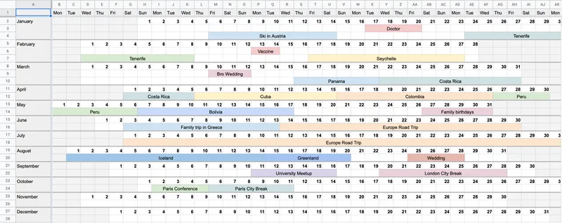 Micro Calendrier - 2024 TRAVEL