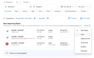 How to Sort Google Flights Results