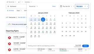 Browse Google Flights Calendar