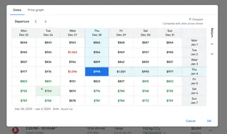 Browse Google Flights using the Grid Tool